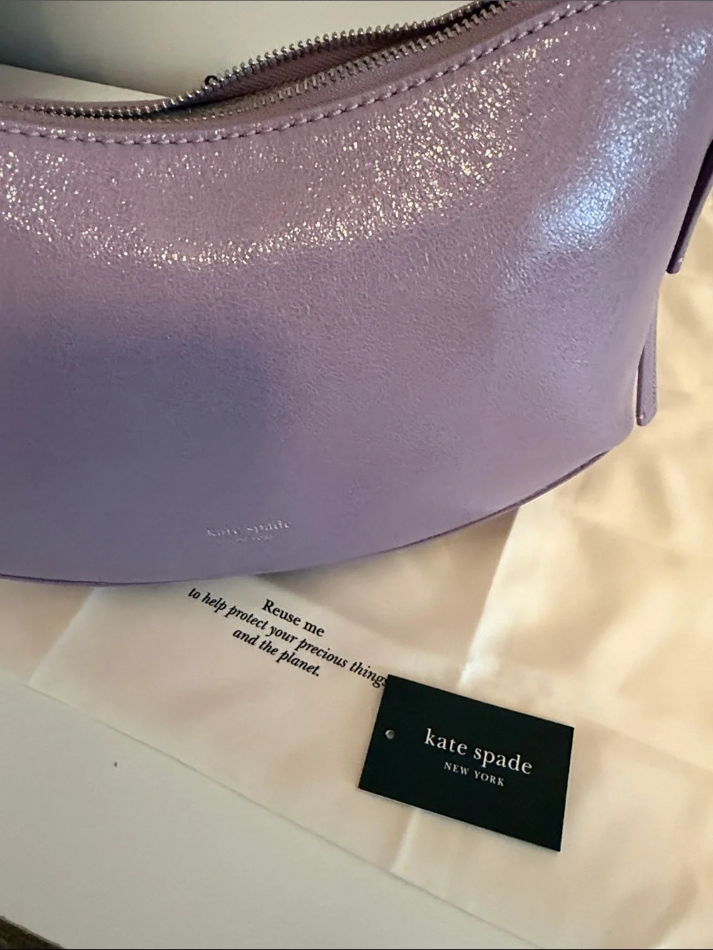 kate spade Lilac Patent Leather Shoulder Bag with Knotted Strap NWT